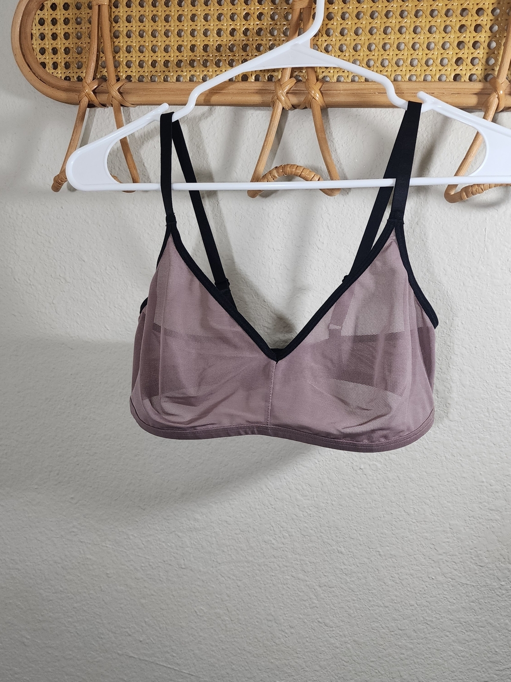 Negative Underwear Mauve Sheer Mesh Bralette with Black Trim